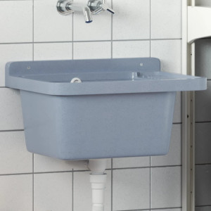 Fregadero lavabo de pared resina gris 50x35x24 cm D