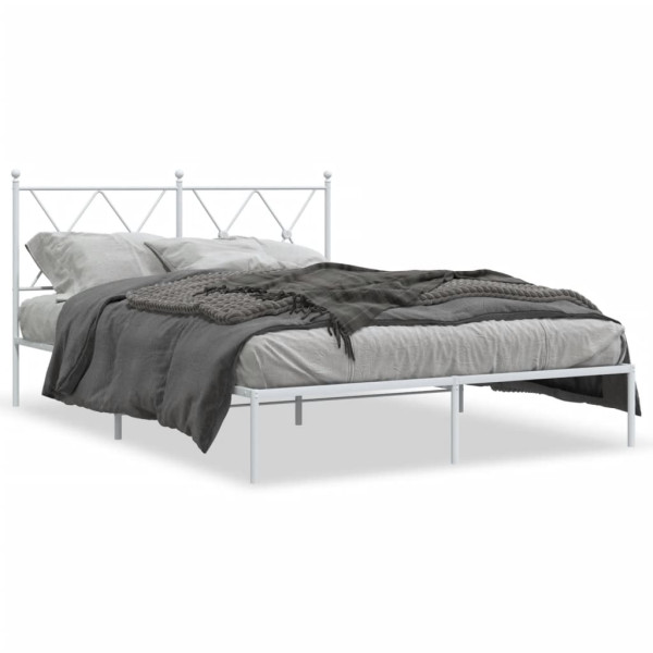 Estructura de cama de metal con cabecero blanca 135x190 cm D