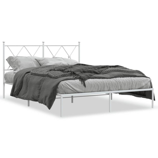 Estructura de cama con cabecero metal blanca 140x200 cm D