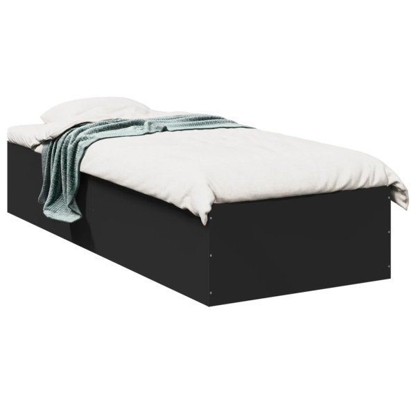 Estructura de cama madera de ingeniería negra 75x190 cm D