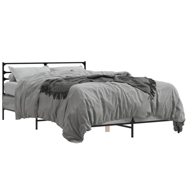 Estrutura de cama em madeira e metal cinza Sonoma 120x190 cm D