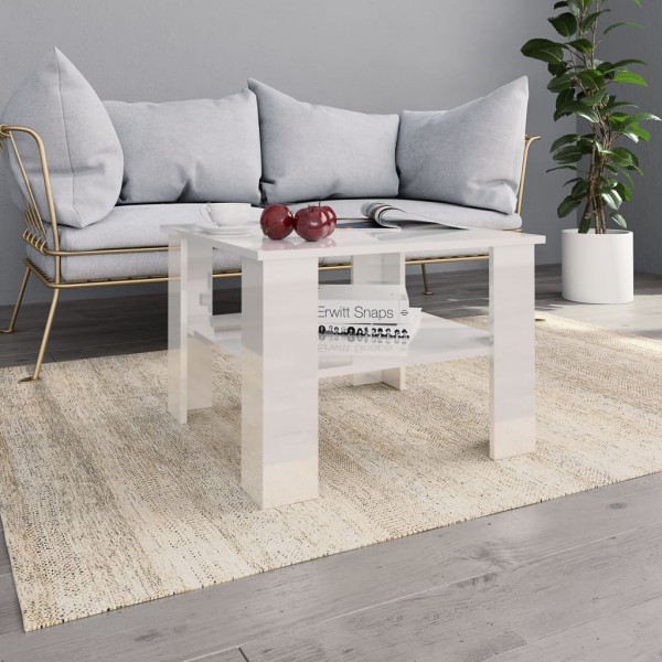 Mesa de centro madeira revestida branco brilhante 60x60x42cm D