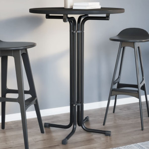 Mesa alta de comedor madera ingeniería y acero negro Ø80x110 cm D