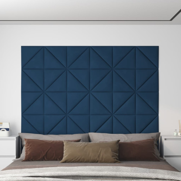 Paneles de pared 12 uds terciopelo azul 30x30 cm 0.54 m² D