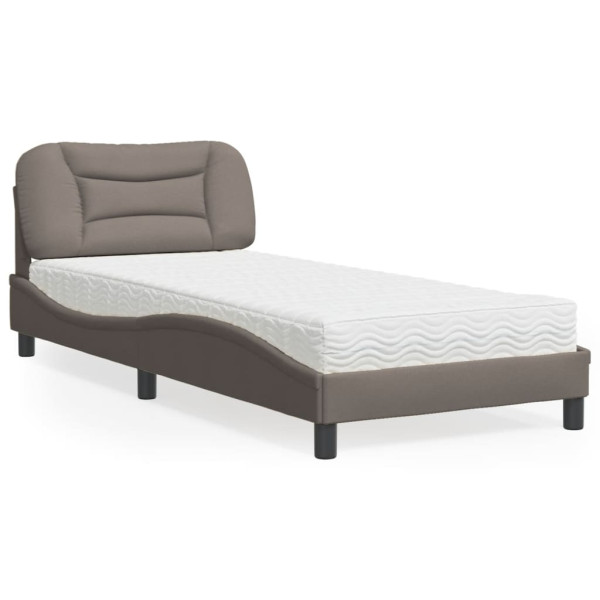 Cama com colchão de tecido cinza taupe 90x190 cm D