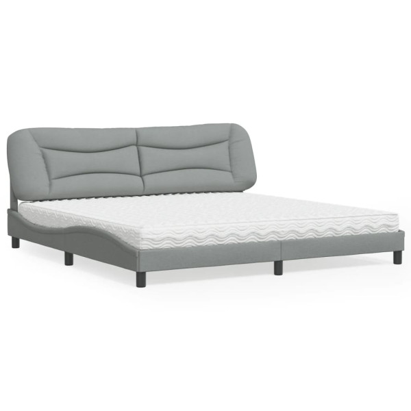 Cama con colchón tela gris claro 200x200 cm D