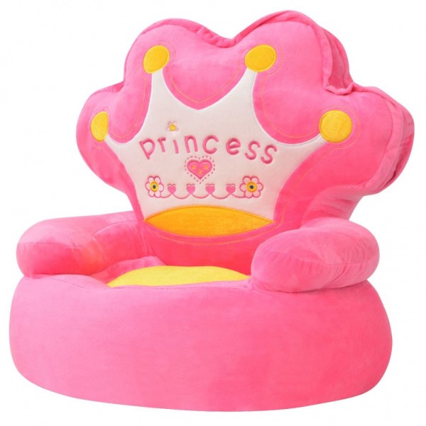 Silla de peluche para niños princesa rosa D