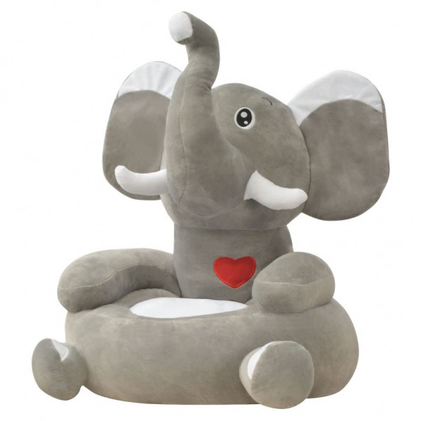 Silla de peluche para niños elefante gris D