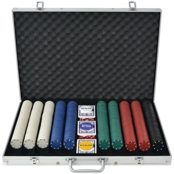 Jogo de póquer com 1000 fichas e maleta de alumínio D