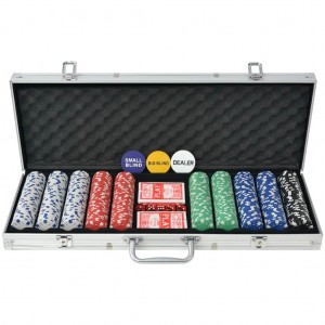 Jogo de póquer com 500 fichas maleta de alumínio D