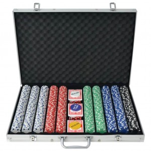 Jogo de póquer com 1000 fichas e maleta de alumínio D