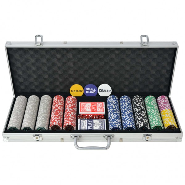 Juego de Póker con 500 fichas láser maletín de aluminio D