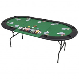 Tablero de póker plegable en 3 partes 9 jugadores ovalado verde D