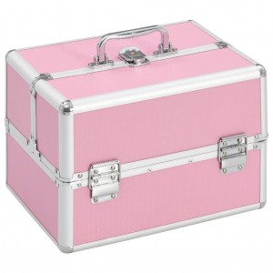 Bolsa de maquilhagem de alumínio rosa 22x30x21 cm D