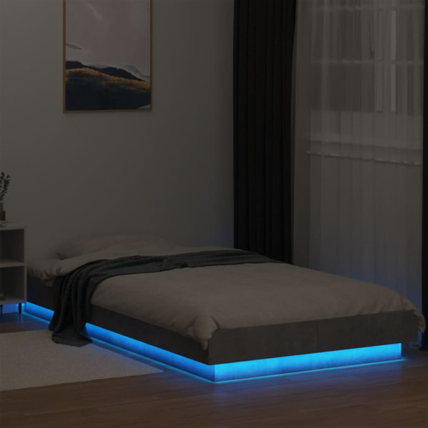Estructura de cama con luces LED madera gris hormigón 90x200 cm M 3