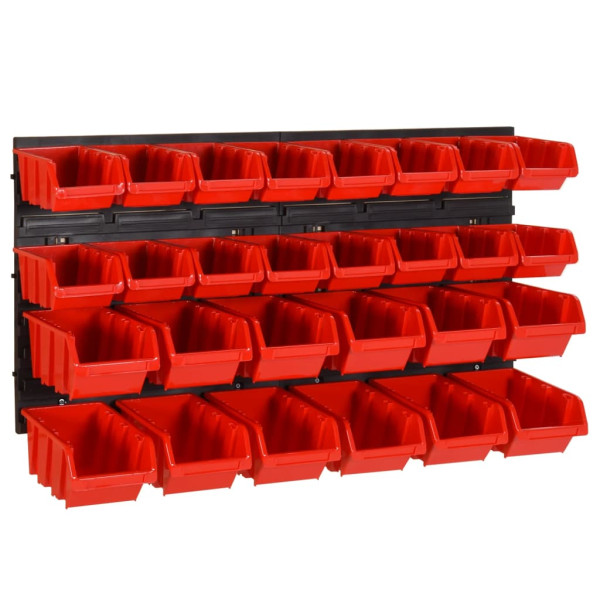 Set estantes taller 30 uds polipropileno rojo y negro 77x39 cm D