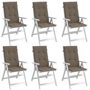 Cojines silla respaldo alto 6 uds tela taupe melange 120x50x4cm D