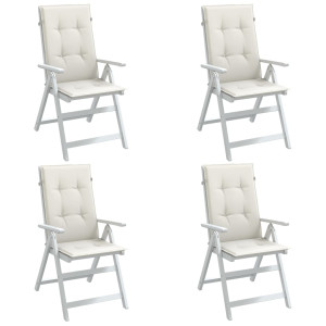 Cojines silla respaldo alto 4 uds tela crema melange 120x50x4cm D