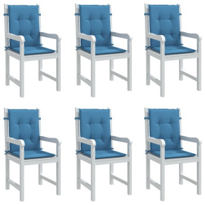 Cojines silla respaldo bajo 6 ud tela azul melange 100x50x4 cm D