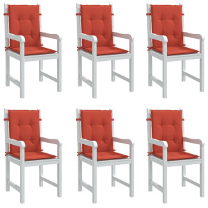 Cojines silla respaldo bajo 6 ud tela rojo melange 100x50x4 cm D