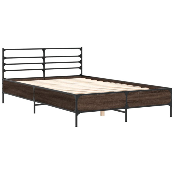 Estructura cama madera ingeniería metal marrón roble 120x200 cm M 2