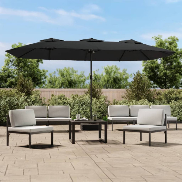 Sombrilla doble con luces LED negro 449x245 cm Sombrilla doble con luces LED negro 449x245 cm D