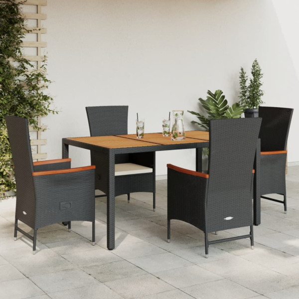Set de muebles jardín 5 pzas con cojines ratán sintético negro Set de muebles jardín 5 pzas con cojines ratán sintético negro D