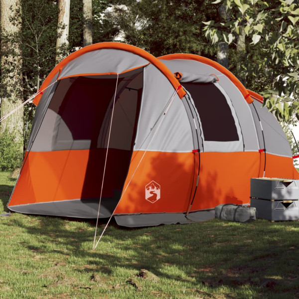 Tenda de camping com túnel 4 pessoas impermeável cinza laranja D