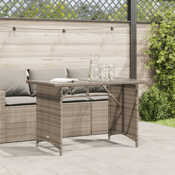 Mesa de jardín superficie de vidrio ratán PE gris 110x68x70 cm M 3