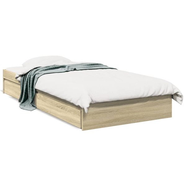 Cama con cajones madera ingeniería roble Sonoma 90x200 cm Cama con cajones madera ingeniería roble Sonoma 90x200 cm D