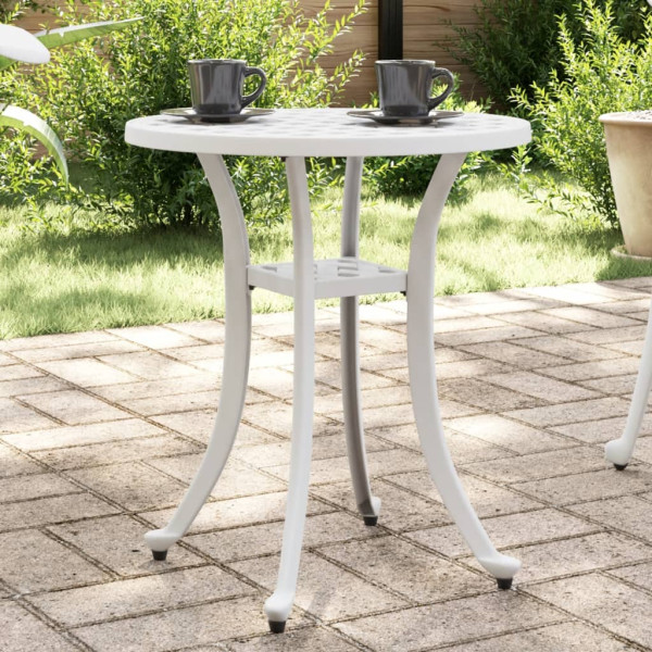 Mesa de jardín aluminio fundido blanco Ø48x53 cm D