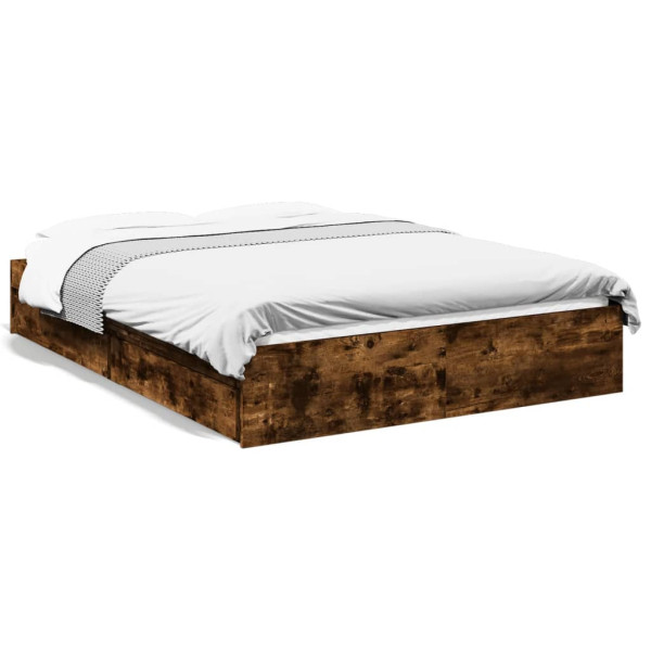 Cama con cajones madera de ingeniería roble ahumado 135x190 cm Cama con cajones madera de ingeniería roble ahumado 135x190 cm D