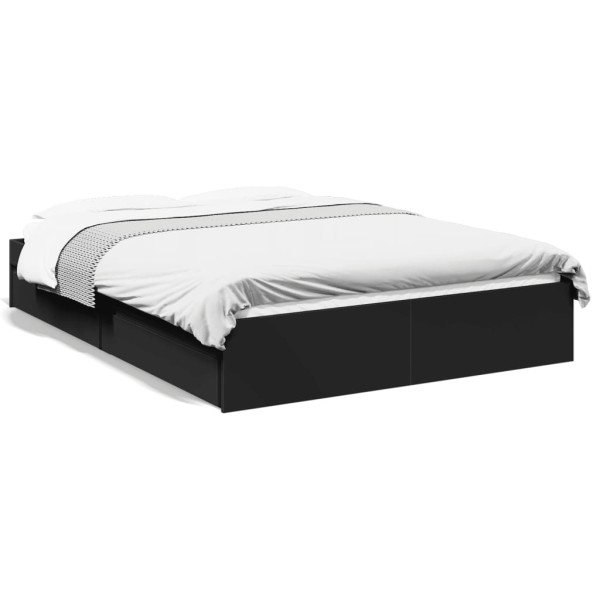 Cama con cajones madera de ingeniería negro 140x190 cm Cama con cajones madera de ingeniería negro 140x190 cm D