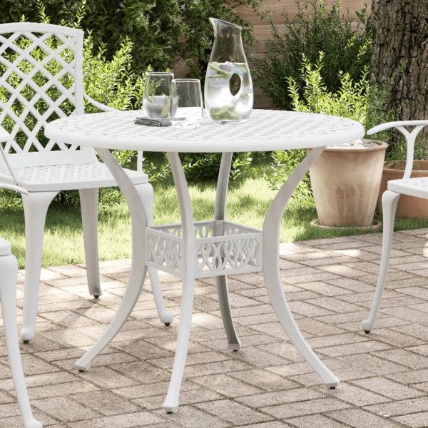 Mesa de jardín aluminio fundido blanco Ø90x75 cm D