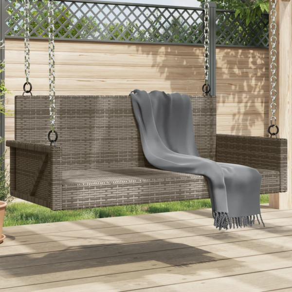 Cinzento sintético rattan balanço banco 119x56x48 cm D