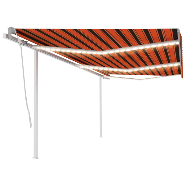 Toldo retrátil manual com LED laranja e marrom 6x3,5 m D