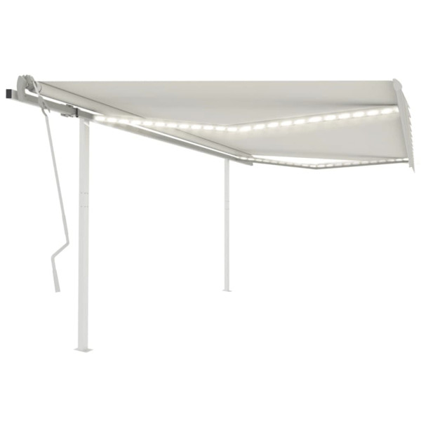 Toldo retráctil manual con luz LED color crema 4.5x3 m Toldo retráctil manual con luz LED color crema 4.5x3 m D