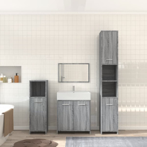 Set de muebles de baño 4 pzas madera contrachapada gris sonoma D