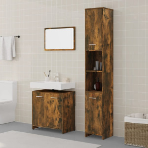 Set de muebles baño 3 pzas madera contrachapada roble ahumado D