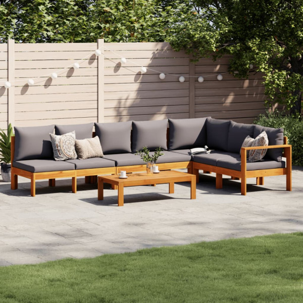 Set de sofás de jardín con cojines 5 pzas madera maciza acacia Set de sofás de jardín con cojines 5 pzas madera maciza acacia D