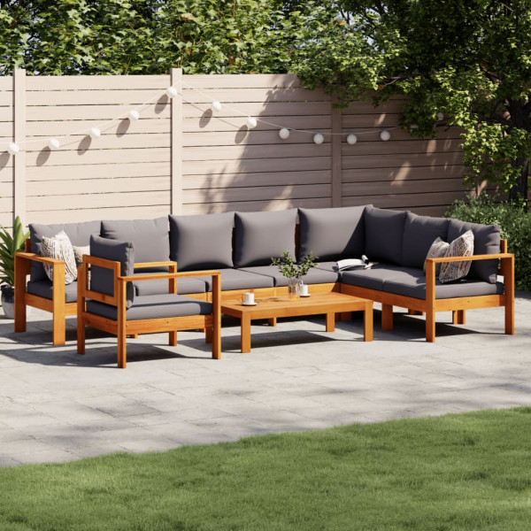 Set de sofás de jardín con cojines 6 pzas madera maciza acacia Set de sofás de jardín con cojines 6 pzas madera maciza acacia D