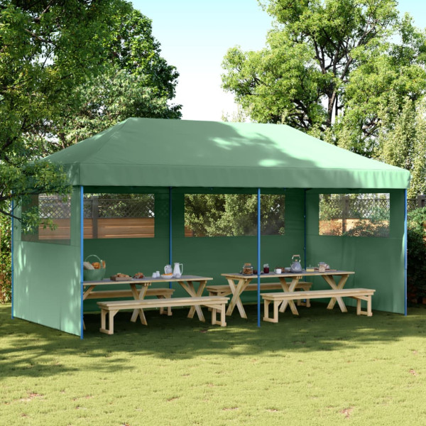 Tienda de fiesta plegable Pop-Up con 3 paredes laterales verde D