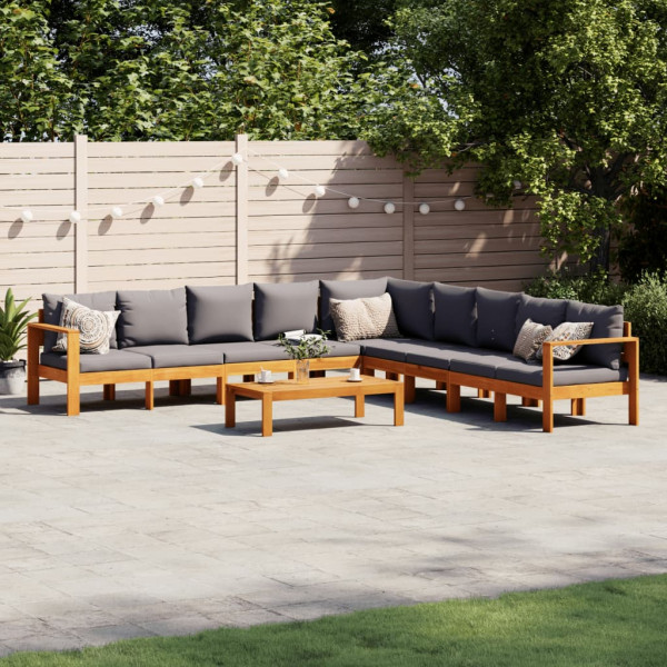 Set de sofás de jardín con cojines 6 pzas madera maciza acacia Set de sofás de jardín con cojines 6 pzas madera maciza acacia D
