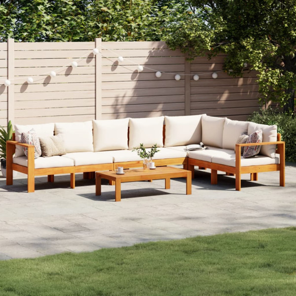 Set de sofás de jardín con cojines 5 pzas madera maciza acacia Set de sofás de jardín con cojines 5 pzas madera maciza acacia D
