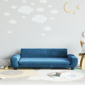 Sofá para niños de terciopelo azul 100x54x33 cm D
