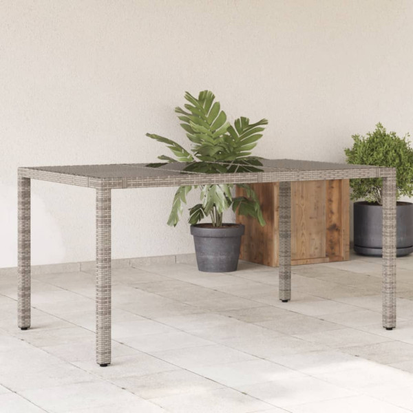 Mesa de jardín superficie de vidrio ratán PE gris 150x90x75 cm D