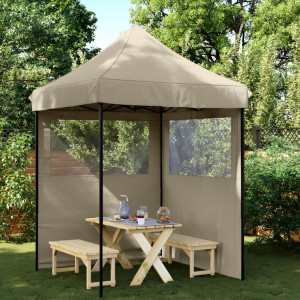 Tienda de fiesta plegable Pop-Up con 2 paredes laterales taupe D