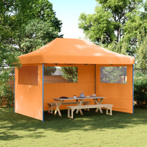 Tenda Pop-Up Dobrável para Festa com 3 Paredes Laterais Laranja D