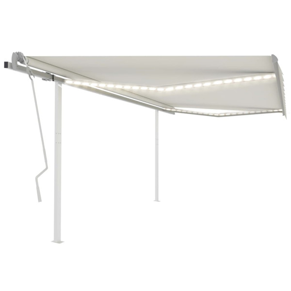 Toldo retrátil manual com LED creme 4,5x3,5 m D