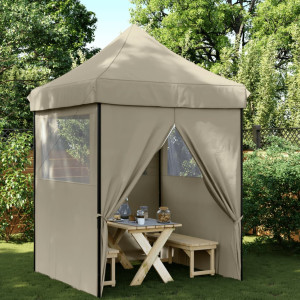 Tienda de fiesta plegable Pop-Up con 4 paredes laterales taupe D